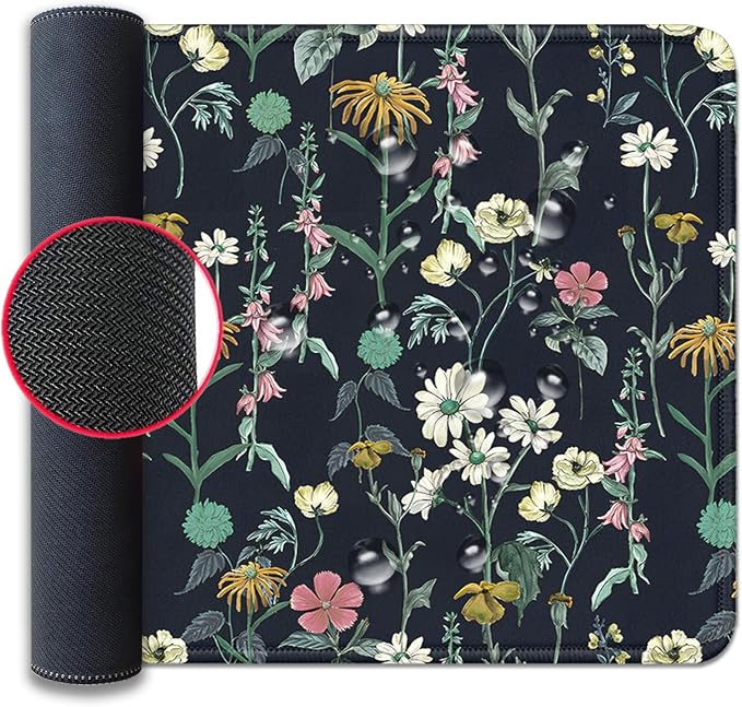 Dark Botanical Flowers Mouse Pad, Extended Black Plant Floral Mousepad Desk Pad - Image 7