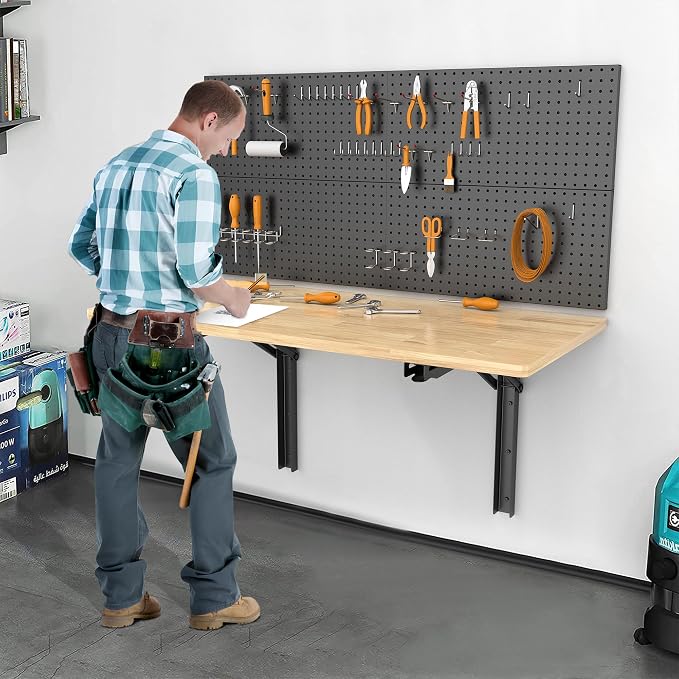 Ultrawall Wall Mounted Folding Workbench, Heavy Duty Foldable Work Table - Image 6