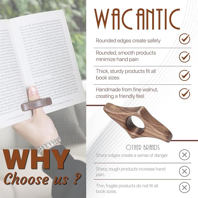 Walnut Book Page Holder, Smooth Finish Wood Book Holder - Image 2