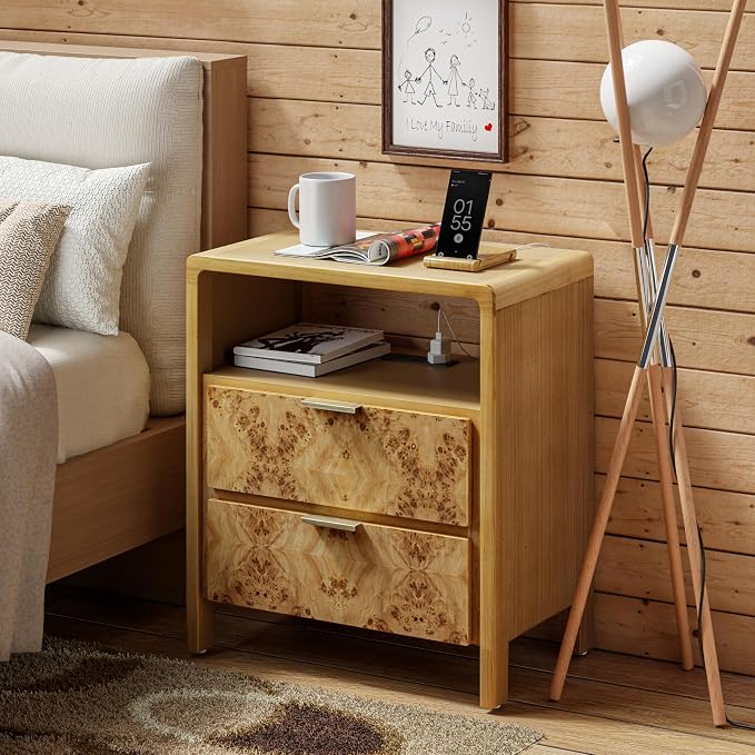 LONYKE Burl Finish Nightstand - Image 5