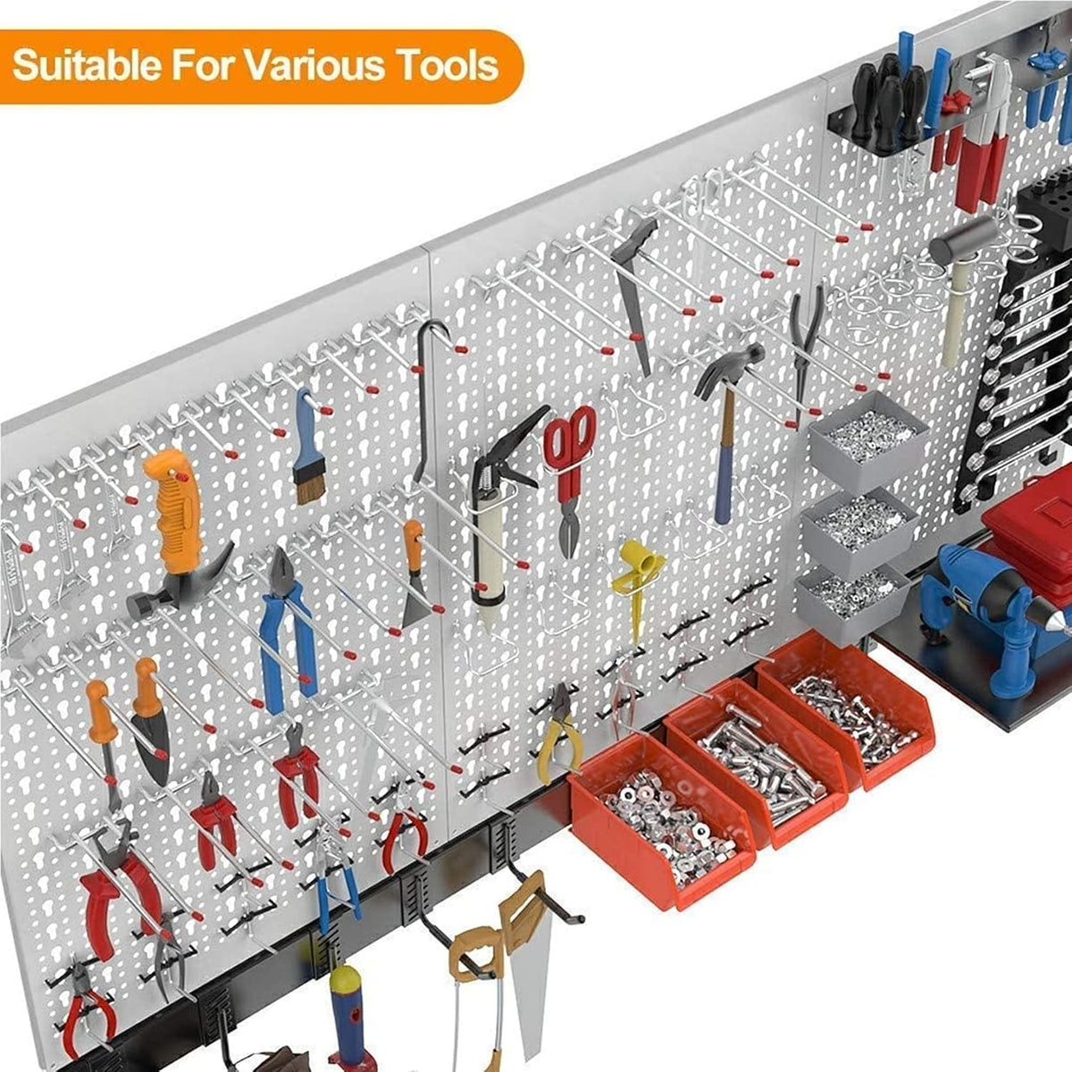 TORACK 109 PCS Pegboard Wall Organizer 48x24 in, Garage Metal Pegboard