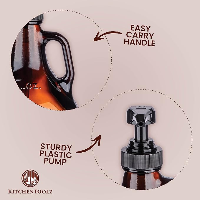 Large Amber Pump Bottle for Salons, Conditioner, Hair Serum, Gel - Image 3