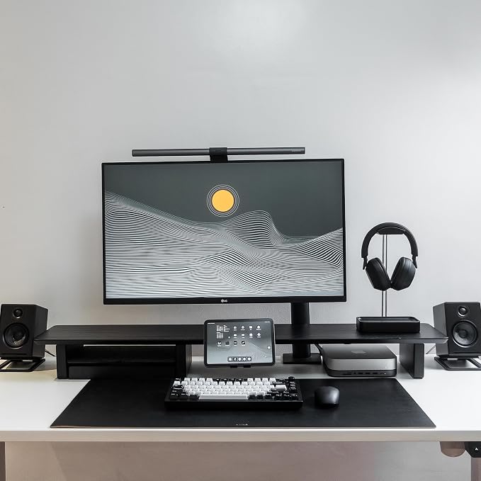 Raico Desk Cockpit Shelf Monitor Stand System Dual Screen Setup Wood Large Desk - Image 2