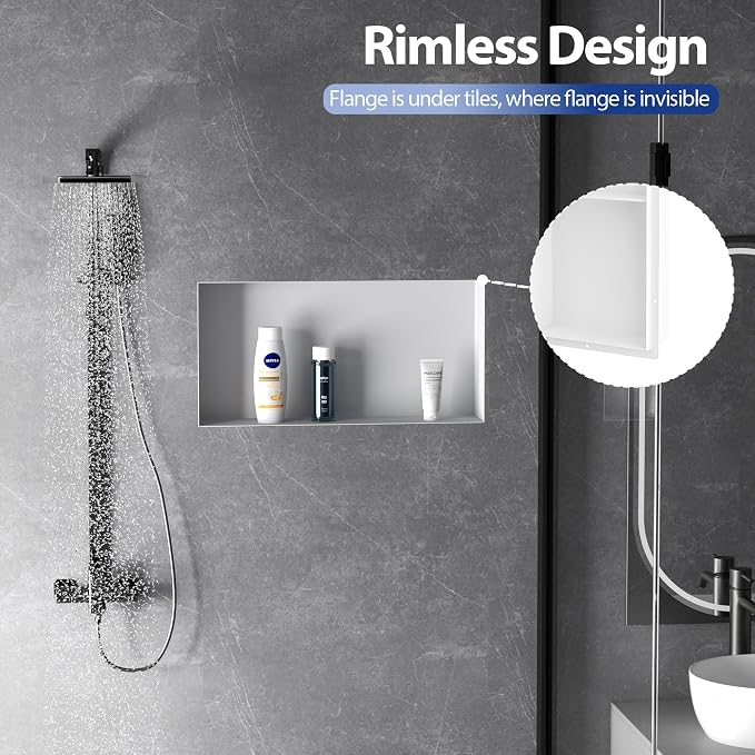 Stainless Steel Shower Niche 24" X 12", No Tile Needed Wall Niche Shower - Image 4