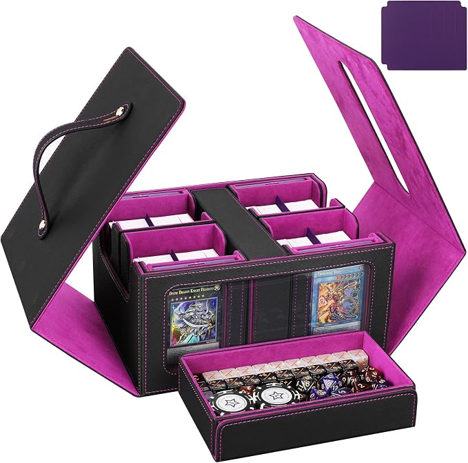Card Deck Box for MTG with Commander Display, 5 in 1 Card Storage Box Fits 400+ by UAUZA