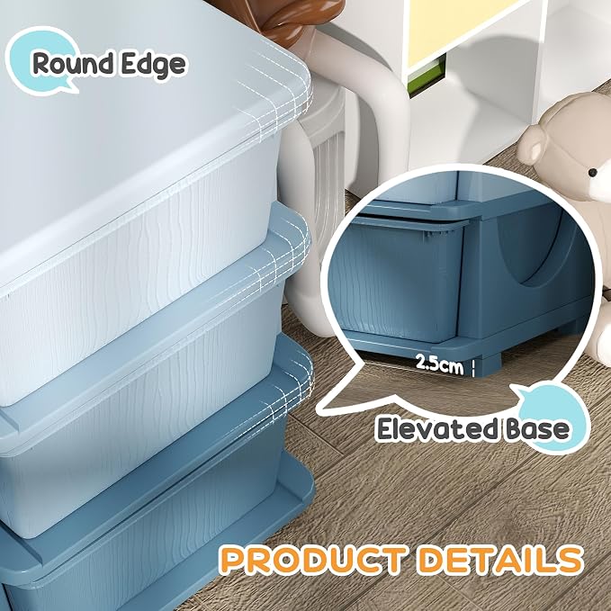 Qaba 3 Tier Kids Storage Unit, 3 Drawer Chest Toy Organizer Plastic Bins - Image 5