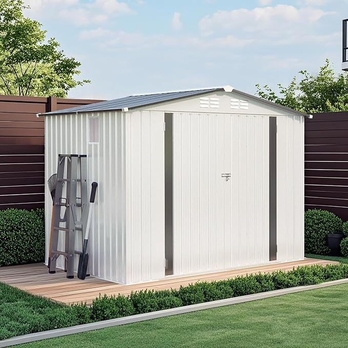 Metal Storage Shed, 8X6 FT Lockable Outdoor Tool Shed - Image 2