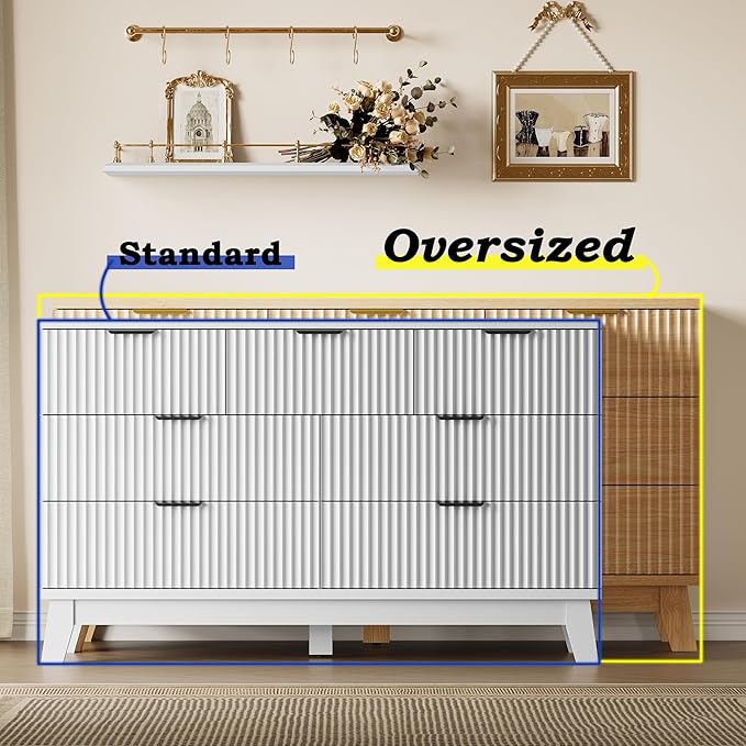 Fluted 7 Drawer Dresser, 47.2" Wide Modern Boho Chest of Drawers, Wooden - Image 3