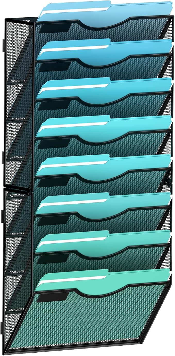 8-Tier Wall File Organizer Hanging Wall File Holder Wall Mount Paper Folder by Gawerk