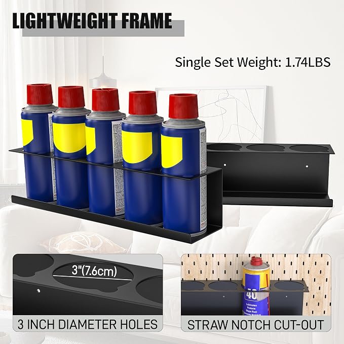 4 Pack Wall-Mounted Spray Bottle Holder, Aerosol Spray Can Holder Storage Rack - Image 4
