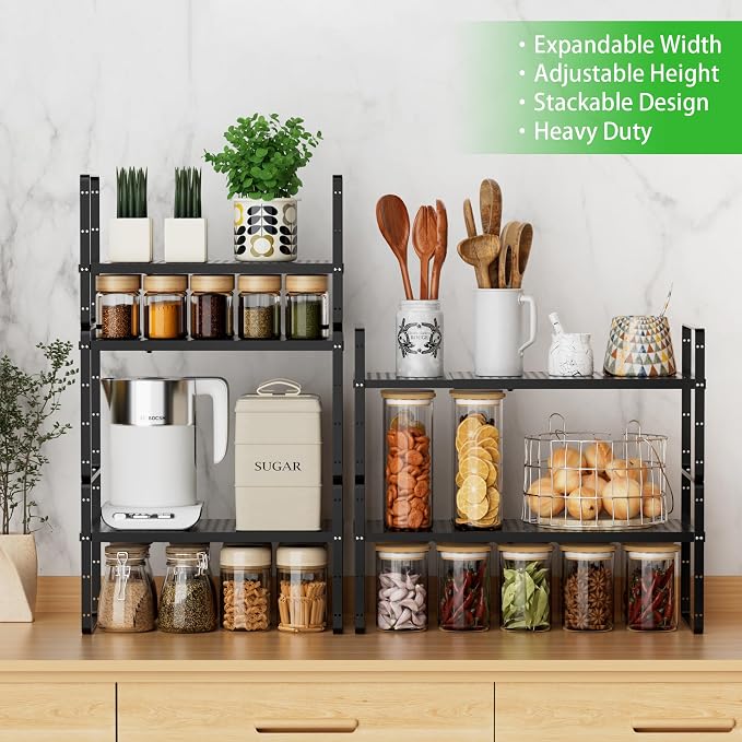 Expandable Cabinet Storage Shelf Stackable Organizer Rack - Image 7