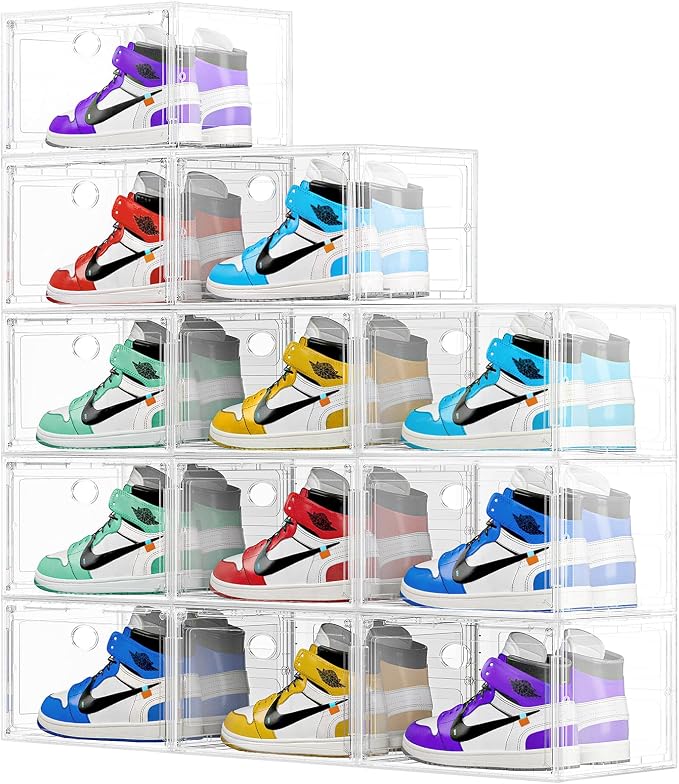 Large Clear Shoe Storage Boxes 8 Pack, Hard Plastic Shoe Organizer Containers by Unknown