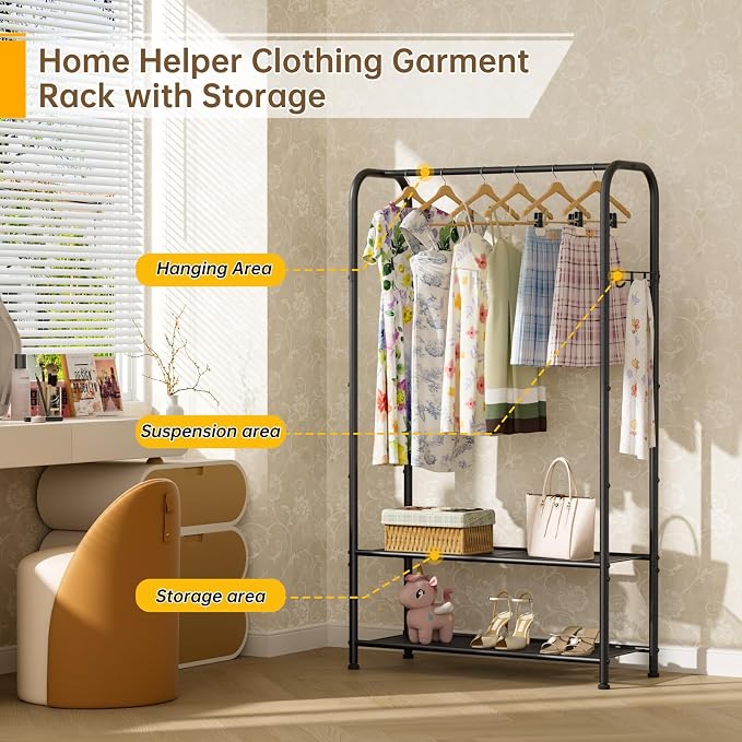 Clothes Garment Coat Rack Drying Clothing Racks Metal Freestanding - Image 5