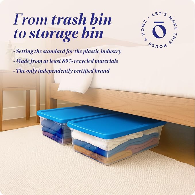 HOMZ 2-Pack Snaplock, Large Clear Plastic Storage Organizer Bins w/Lids - Image 7