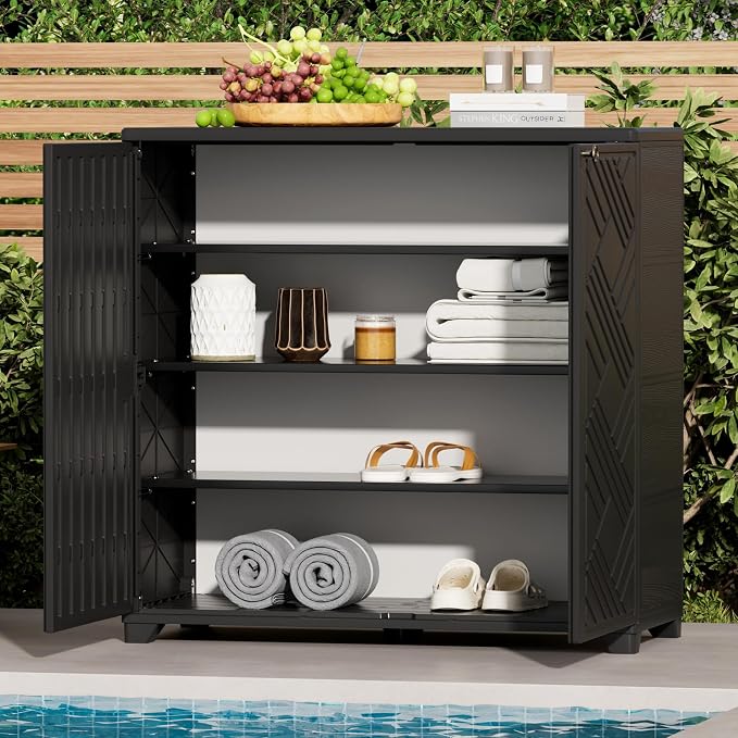 ADDOK Indoor Outdoor Plastic Storage Cabinet 34"x15"x34" - Image 7