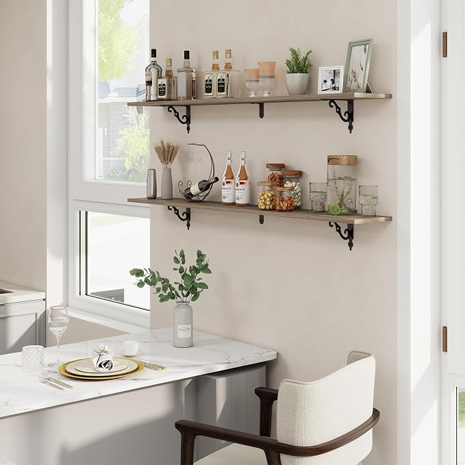 RICHFOCUS Floating Shelves for Wall Decor, 55.1W x 8D Shelves Set of 2 - Image 2
