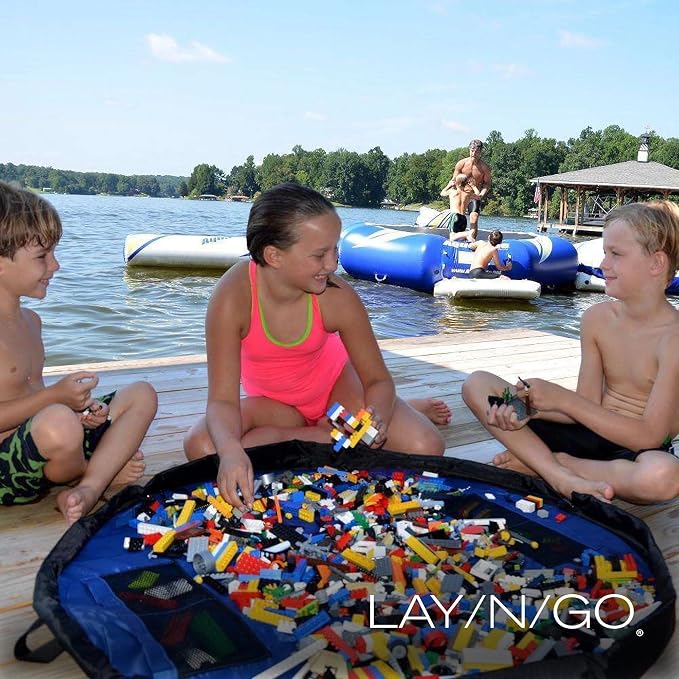 Lay-n-Go 2-in-1 Small Portable Drawstring Toys Storage Organizer and Play Mat - Image 2
