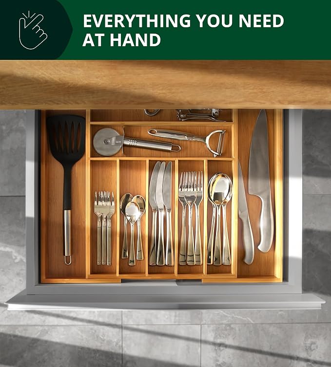 ROYAL CRAFT WOOD Luxury Bamboo Kitchen Drawer Organizer - Image 8