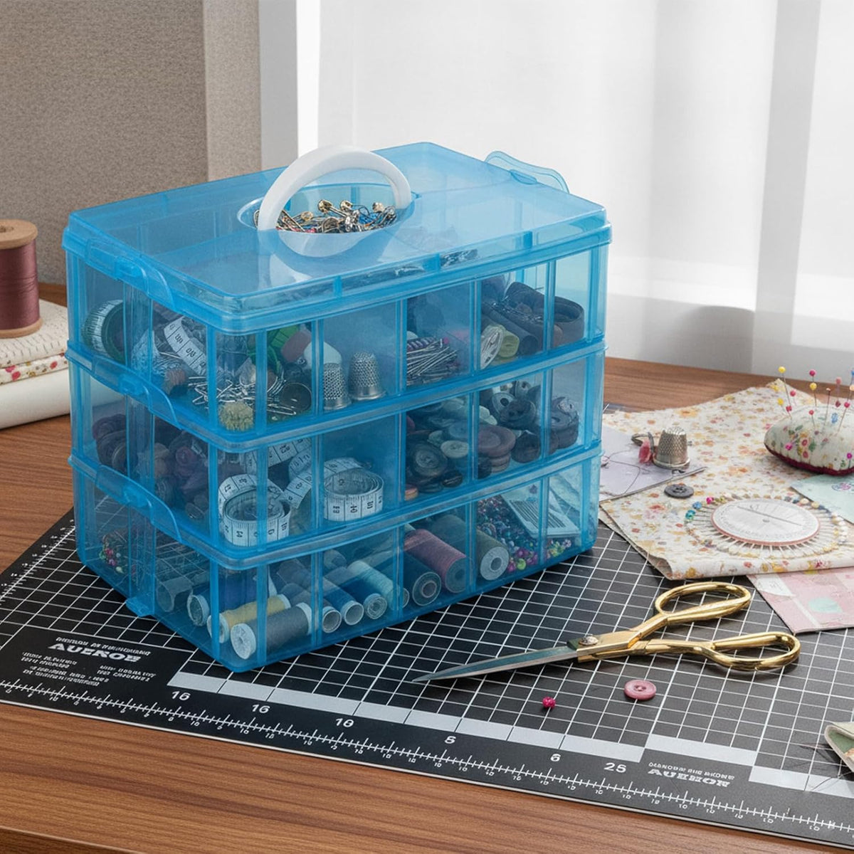 Guyuyii 3-Layer Stackable Craft Storage Box - 30 Adjustable