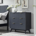 T4TREAM Fluted 3 Drawers Nightstand, Oversized Extra Large Modern Side Table by T4TREAMFurniture