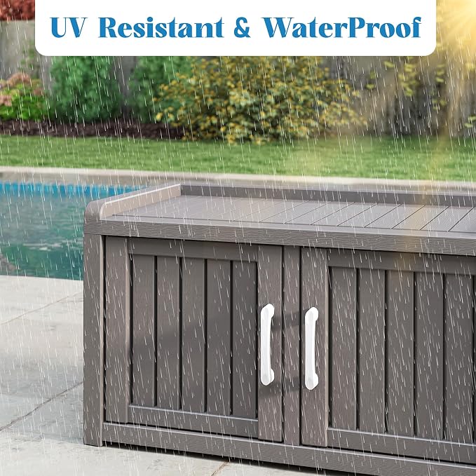 KAMABOKO Shoe Storage Cabinet Waterproof UV-Resistant, Entryway Storage Bench - Image 6