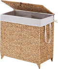 Laundry Hamper with Lid and Removable Liner Bag, Handwoven Natural Hyacinth by LGENHOOMHandwovenNaturalWaterHyacinthBasket