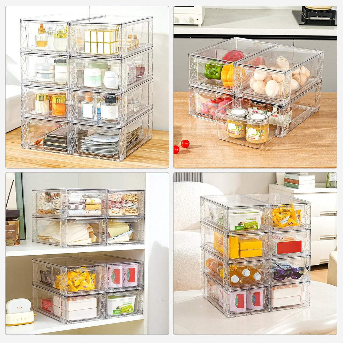 8Pack Stackable Kitchen Storage Organizer,Pantry Organizers and