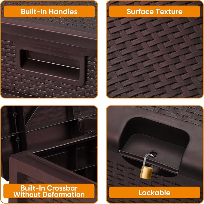 ZYJOYY 125 Gallon Resin Deck Box, Weatherproof Outdoor Storage Box - Image 8