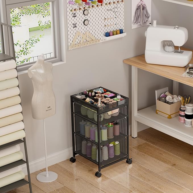 Rolling Utility Cart with 3 Drawers, Craft Organizer and Storage with DIY - Image 8