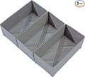 Sock Drawer Organizer Set of 3 Pack Gray, Closet Foldable Dresser Storage Bins by Bructhun