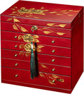 Hand-drawn rose wood jewelry box 6-Layer Jewelry Organizer by WelcometotheXloverise