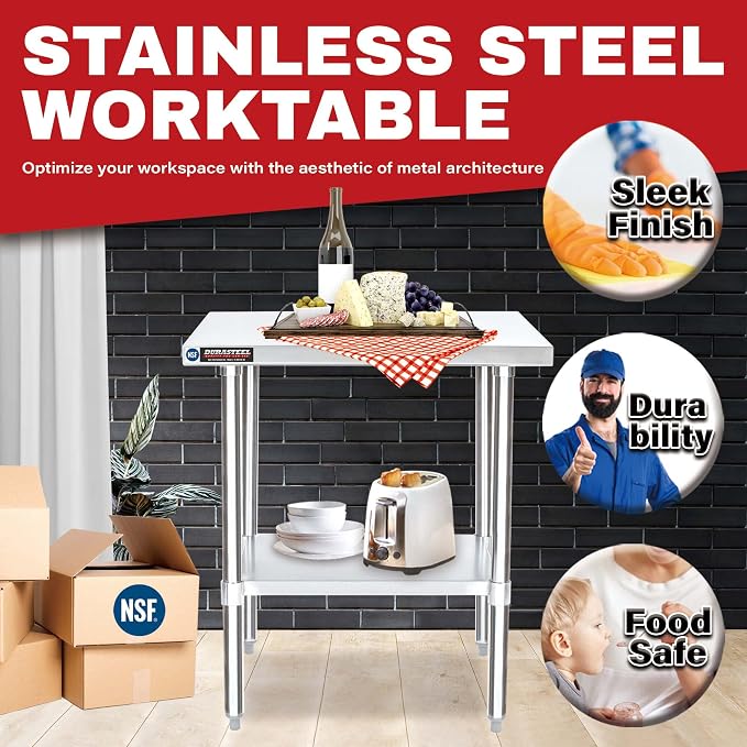 DuraSteel 30x72 Stainless Steel Prep Table - Image 2