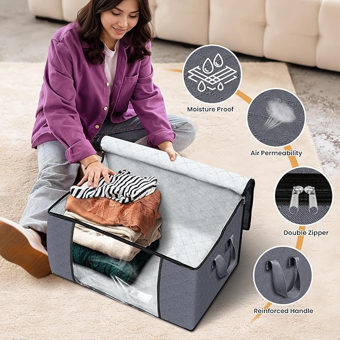 Fab totes Storage Bags, Clothes Blanket Storage Bins Foldable Closet Organizers - Image 4