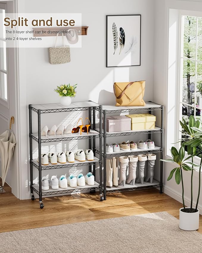 8 Tier Shelves Storage Shelf Wire Closet Bathroom Organizers Metal Pantry - Image 9