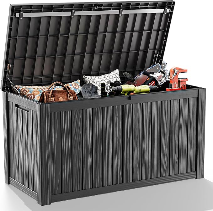 150 GallonOutdoor Storage Box, Resin Deck Boxes Waterproof, IndoorOutdoor Bin by GGYI