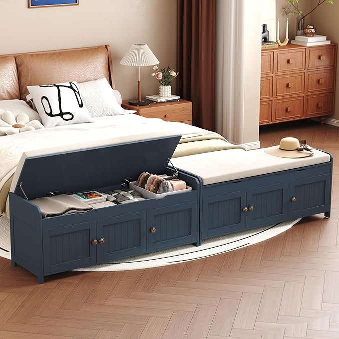 HOMEFORT 41.3" Shoe Bench with Lift Top Storage, Entryway Bench with Cushioned - Image 2