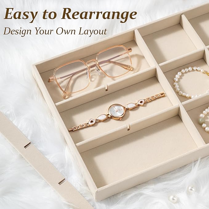 pickpiff Drawer Jewelry Organizer & Display Trays: 2pcs 12grid Velvet Stackable - Image 3