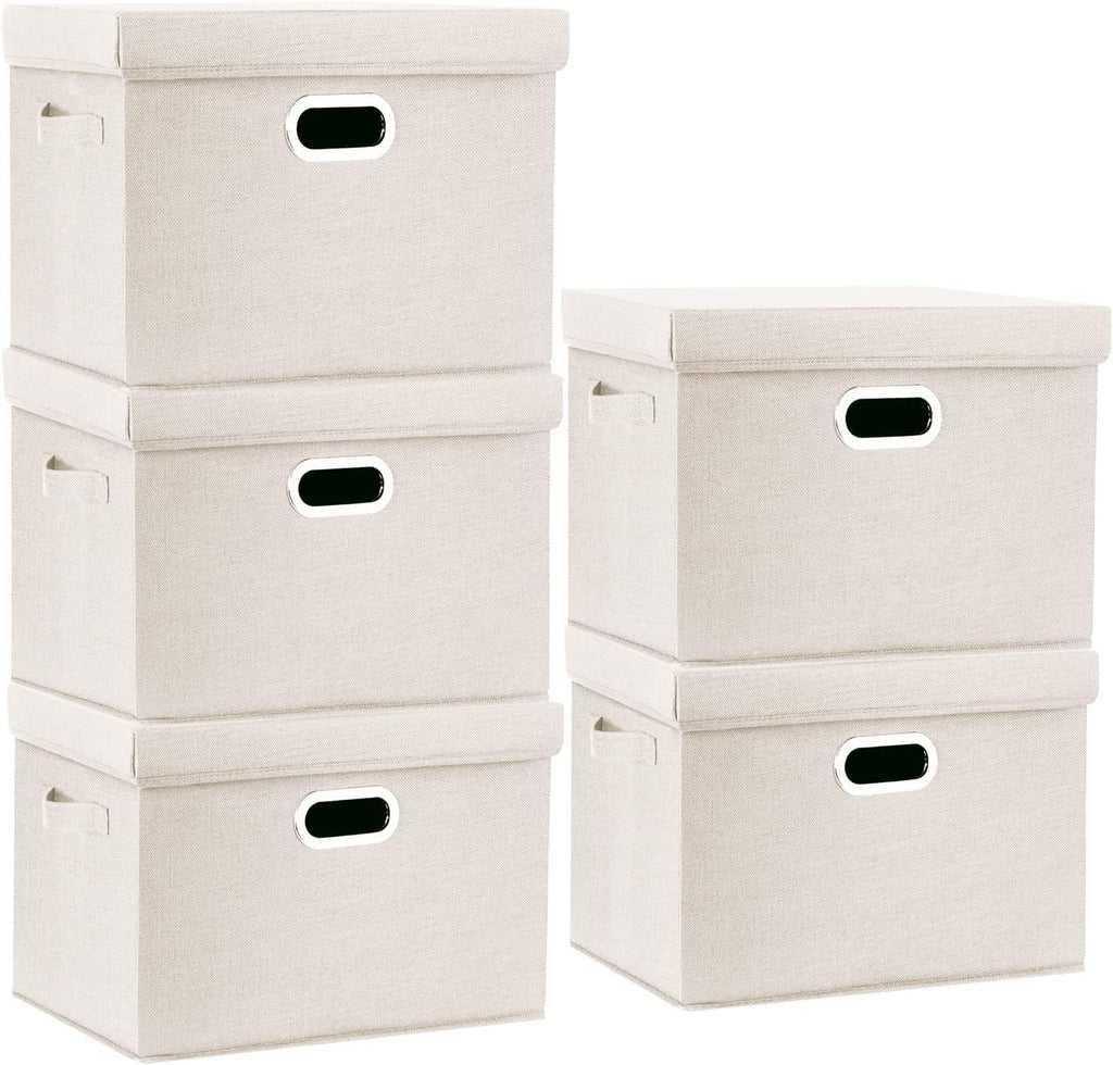 Large Storage Bins with Lids, Collapsible, Washable, Fabric Storage