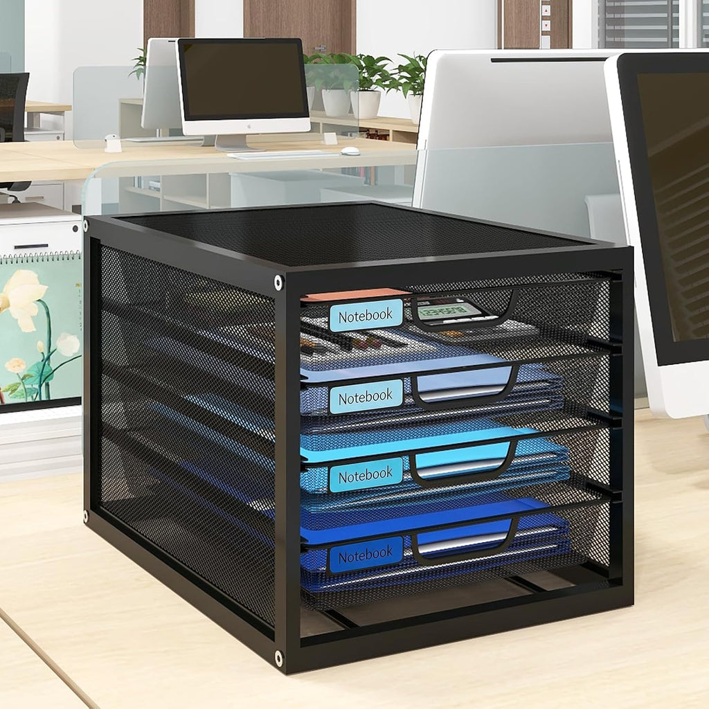 Mesh Desk Organizer with 4 Tier Sliding Drawers,Black