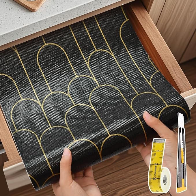 Shelf Liners for Kitchen Cabinets Drawer Liner 17.5in x 30FT Non Adhesive Black - Image 9
