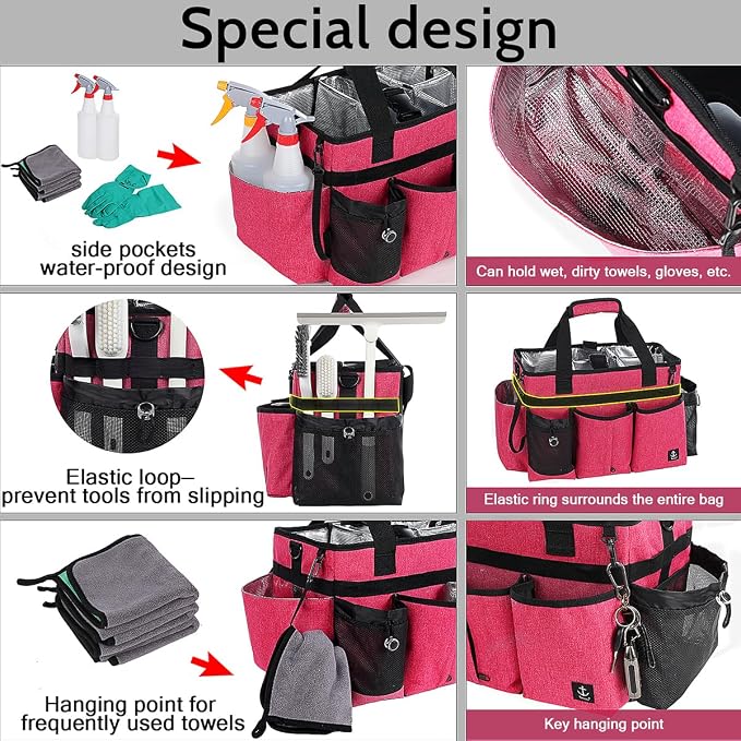Large Cleaning Caddy Bags Pink - Image 3