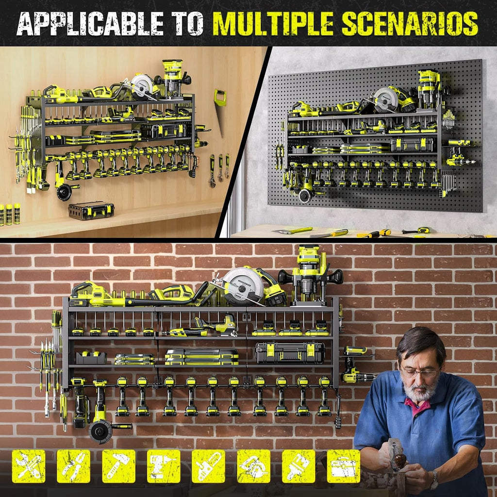49.8" Power Tool Organizer Wall Mount,Holds 14 Cordless Drills
