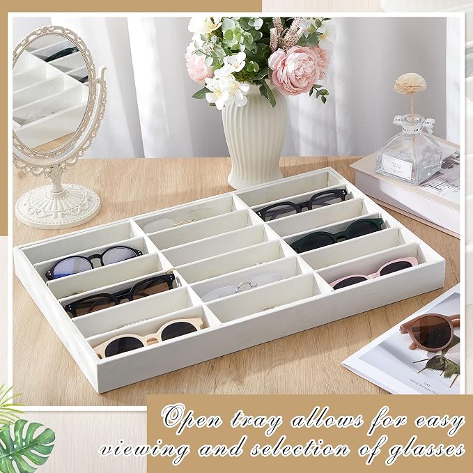 Amylove 2 Pcs Sunglass Organizer Trays Glasses Stackable Jewelry Trays Sunglass - Image 5