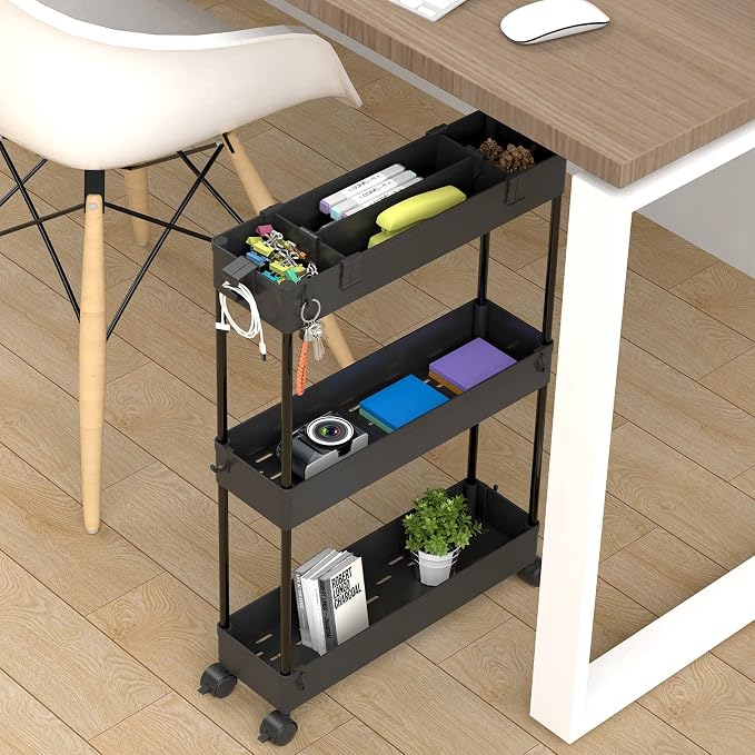 SPACELEAD Slim Storage Cart 3 Tier, Bathroom Organizer Rolling Utility - Image 3
