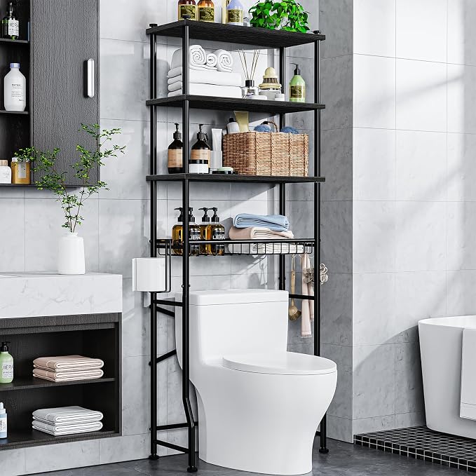 Over-The-Toilet Storage Rack, 4-Tier Bathroom Organizer Shelf Over Toilet by Unknown