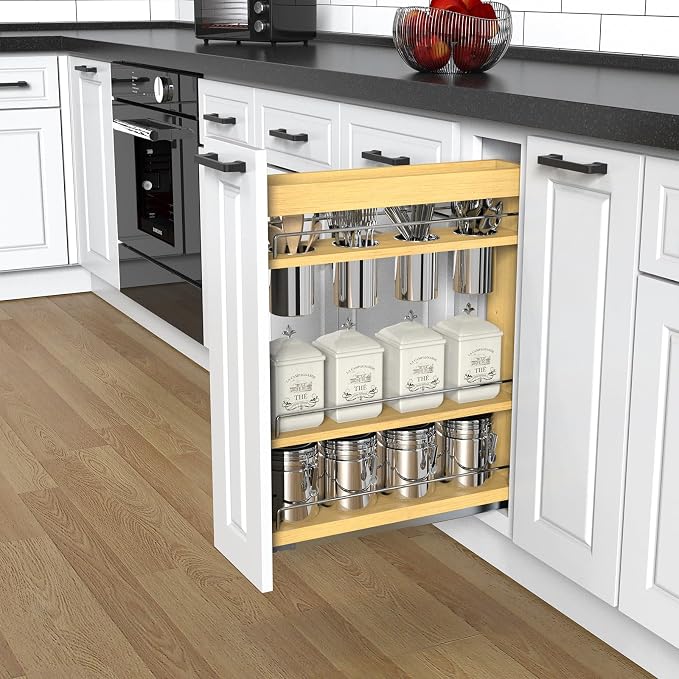 Pull Out Cabinet Organizer 5" Soft-Close Wood Pullout Shelf Organizer - Image 3