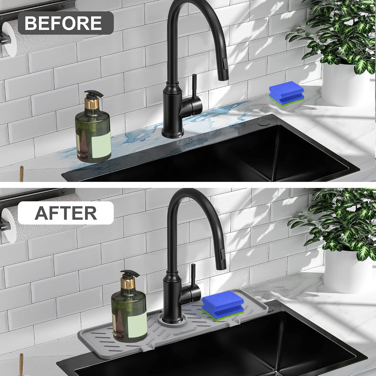 Silicone Faucet Mat for Kitchen Sink – Gen 2 Splash Guard with