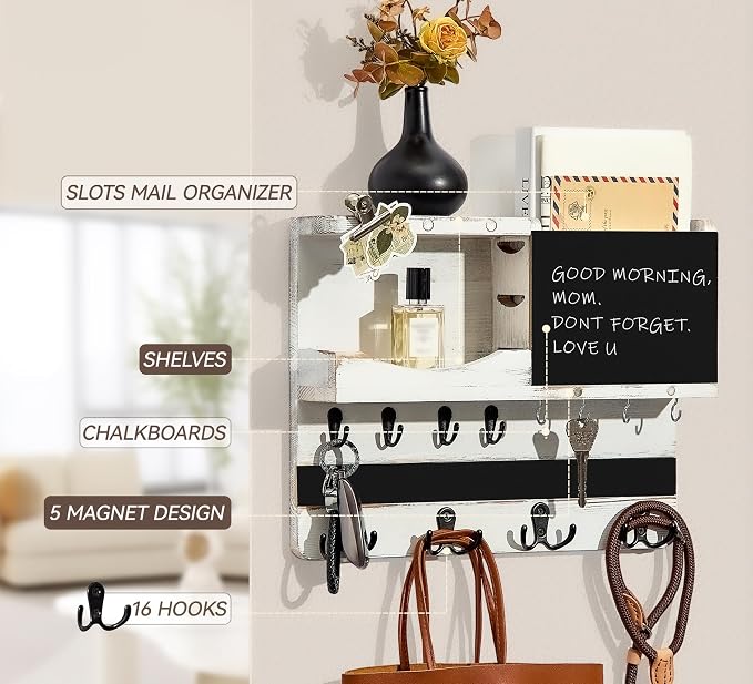 Key Holder for Wall Mount, Farmhouse Mail and Key Holder for Wall Hanger - Image 4