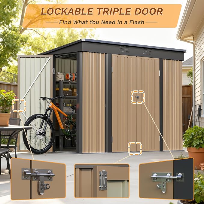Greesum 8x4FT Outdoor Storage Shed, Metal Shed - Image 3