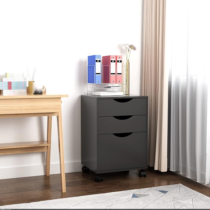 QDSSDECO 3 Drawer Mobile File Cabinet, Rolling Vertical Filing Cabinet fits A4 - Image 5